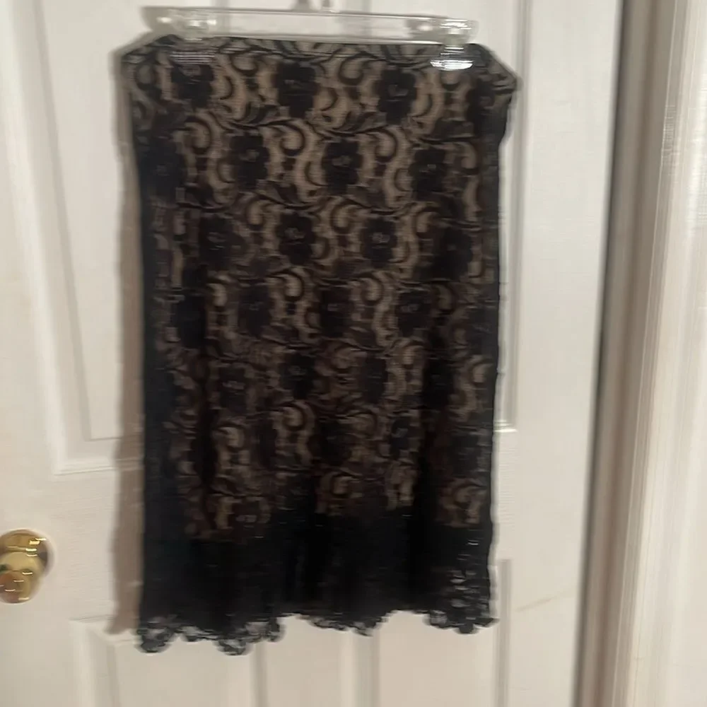 Bisou Bisou Michele Bohbot 2 pc. Black Lace Skirt Set